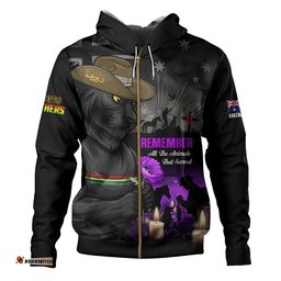 Penrith Panthers Hoodie Anzac Day Purple Poppy And Animals That Served
