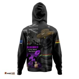 Penrith Panthers Hoodie Anzac Day Purple Poppy And Animals That Served