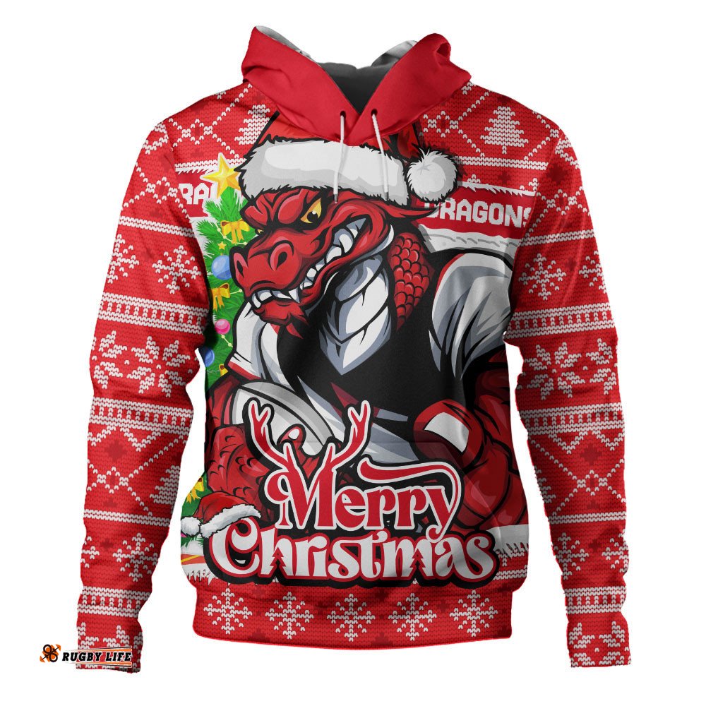 St. George Illawarra Dragons Hoodie Merry Christmas Game Day Knit Style Team Edition