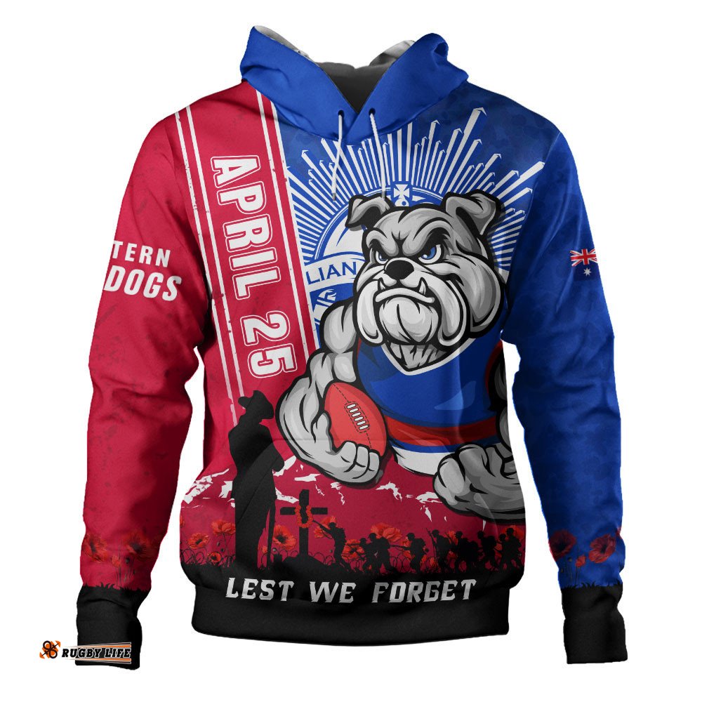 Western Bulldogs Hoodie Anzac Day Lest We Forget Memorial
