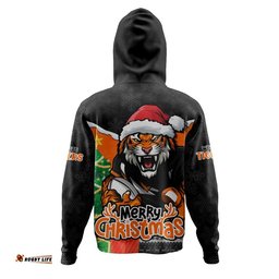 Wests Tigers Hoodie Santa Scoring Touchdown On Christmas Game Day