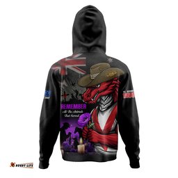 St. George Illawarra Dragons Hoodie Anzac Day Purple Poppy And Animals That Served