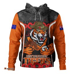 Wests Tigers Hoodie Lest We Forget In Honor And Remembrance