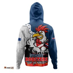 Sydney Roosters Hoodie Anzac Day Remembrance Of Courage Loyalty Valor