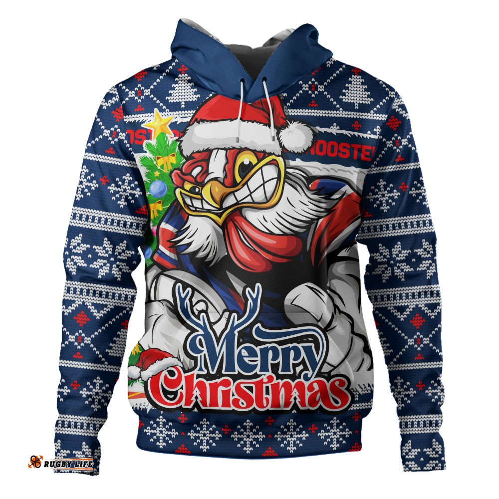 Sydney Roosters Hoodie Merry Christmas Game Day Knit Style Team Edition