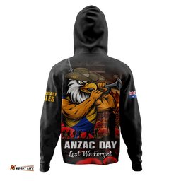 West Coast Eagles Hoodie ANZAC Day Lest We Forget Red Poppy And Honor The Brave Tribute