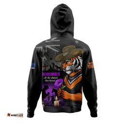 Wests Tigers Hoodie Anzac Day Purple Poppy And Animals That Served