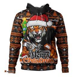 Wests Tigers Hoodie Merry Christmas Game Day Knit Style Team Edition
