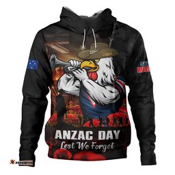 Sydney Roosters Hoodie Anzac Day Rising Dawn Ceremony Lest We Forget Courage
