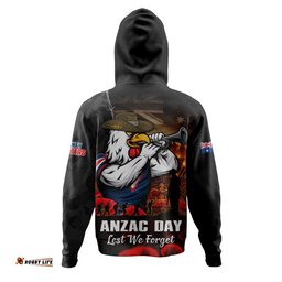 Sydney Roosters Hoodie Anzac Day Rising Dawn Ceremony Lest We Forget Courage