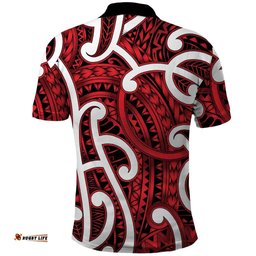 Aotearoa Maori Kowhaiwhai Polo Shirt Whero Puhoro and Patiki LT9