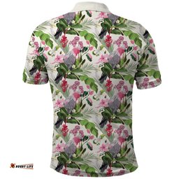 Aussie Pink Cockatoo Flowers Seamless Pattern Polo Shirt LT9