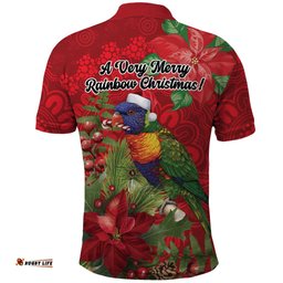 Aussie Rainbow lorikeet Polo Shirt Aboriginal Inspired Christmas LT9