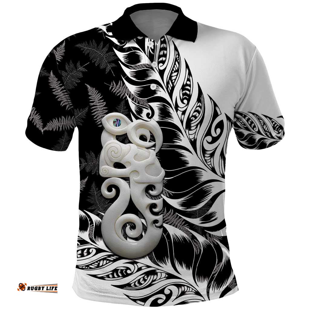 Aotearoa Manaia NZ Maori Silver Fern Polo Shirt LT14