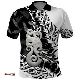 Aotearoa Manaia NZ Maori Silver Fern Polo Shirt LT14