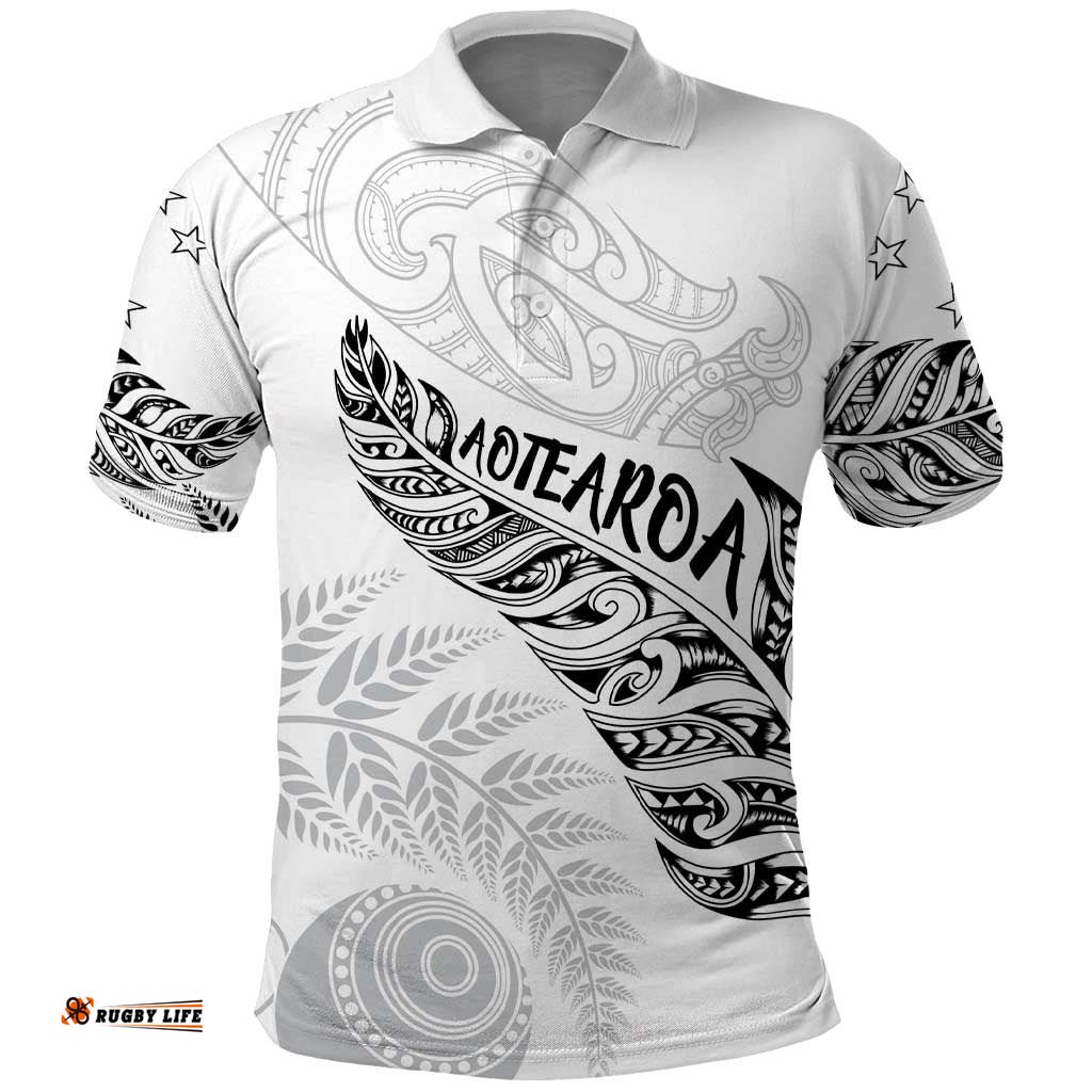Aotearoa Personalized Lawn Bowls Maori Polo Shirt New Zealand White Tribal Silver Fern LT7