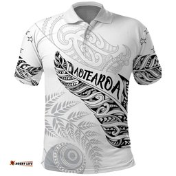 Aotearoa Personalized Lawn Bowls Maori Polo Shirt New Zealand White Tribal Silver Fern LT7