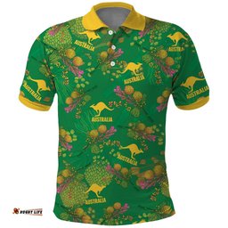 Australia Billy Buttons Polo Shirt Aussie Pycnosorus Kangaroo Seamless Style LT14