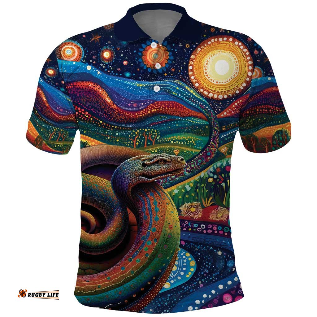 Aboriginal Dreamtime Rainbow Serpent Polo Shirt LT9