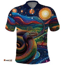 Aboriginal Dreamtime Rainbow Serpent Polo Shirt LT9