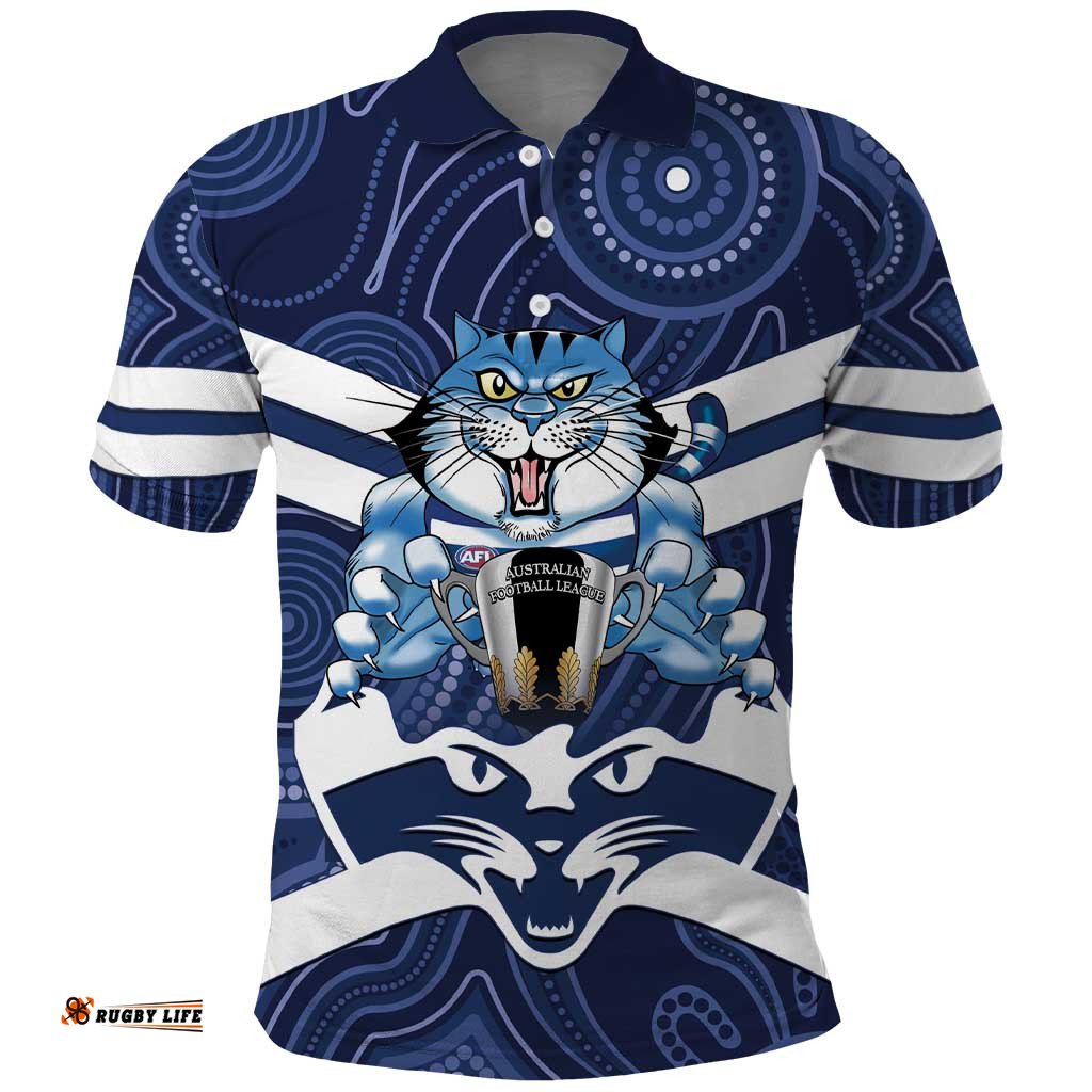 AFL Cats Football Personalised Polo Shirt Final Geelong Premiers Trophy Aboriginal LT14