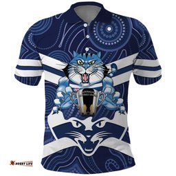 AFL Cats Football Personalised Polo Shirt Final Geelong Premiers Trophy Aboriginal LT14