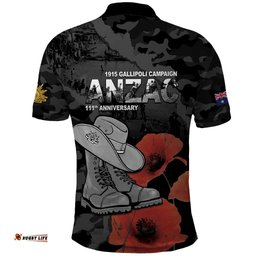 Australia 1915 Gallipoli ANZAC Polo Shirt 111th Anniversary Army Boots And Slouch Hat LT14
