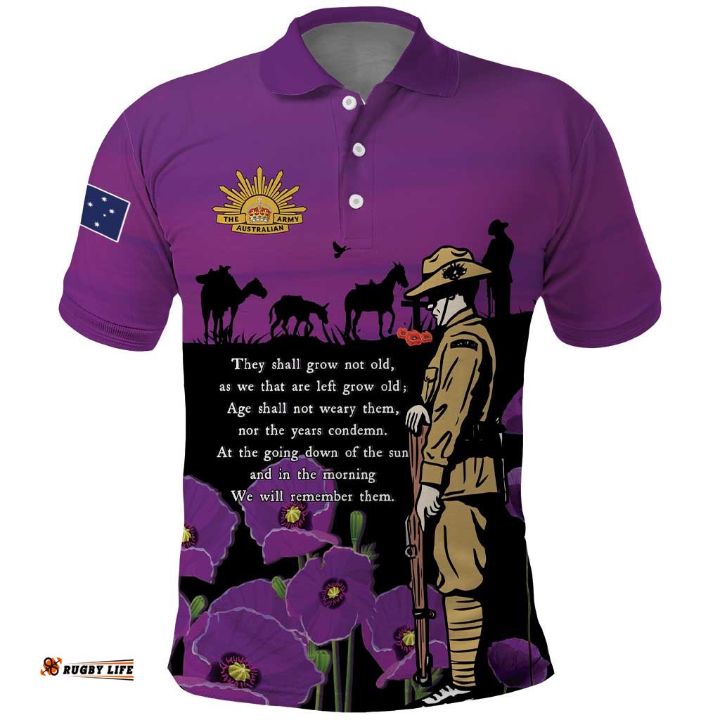 ANZAC Soldier and War Animals Polo Shirt We Will Remember Them LT15
