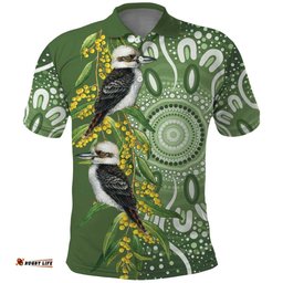 Aussie Kokaburra Golden Wattle Polo Shirt Aboriginal with National Color LT9