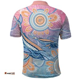 Aussie NAIDOC Week Pastel Polo Shirt Dreaming Whales LT7