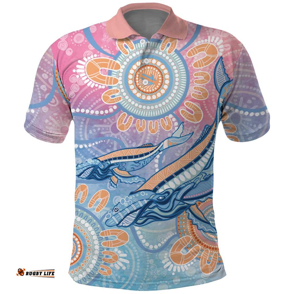 Aussie NAIDOC Week Pastel Polo Shirt Dreaming Whales LT7