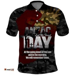 Australia ANZAC Day Polo Shirt We Will Remember Them Poppy Camouflage LT14