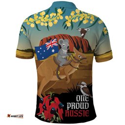 26 January One Proud Aussie Polo Shirt Kangaroo and Koala Happy Australia Day LT9