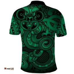 Aotearoa Maori Hei Tiki Polo Shirt Kakariki Kowhaiwhai Puhoro Motif LT9