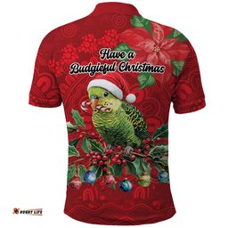 Aussie Green Budgerigar Polo Shirt Aboriginal Inspired Christmas LT9