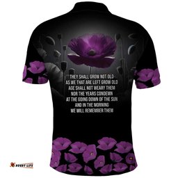 ANZAC Day Remembrance Polo Shirt Purple Poppy We Will Remember Them LT9