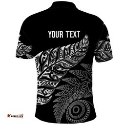 Aotearoa Personalized Lawn Bowls Maori Polo Shirt New Zealand Black Tribal Silver Fern LT7
