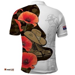 Australia ANZAC Day Polo Shirt Boots And Slouch Hat Lest We Forget LT14