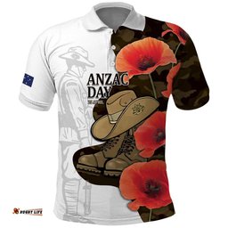 Australia ANZAC Day Polo Shirt Boots And Slouch Hat Lest We Forget LT14