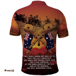 ANZAC Day Lest We Forget Polo Shirt Australian Veterans Remembrance Tribute LT18
