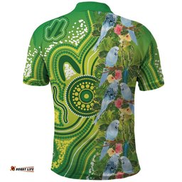 Budgerigar Australia Polo Shirt Aussie Common Parakeet Indigenous Art LT14