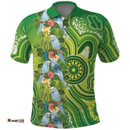 Budgerigar Australia Polo Shirt Aussie Common Parakeet Indigenous Art LT14