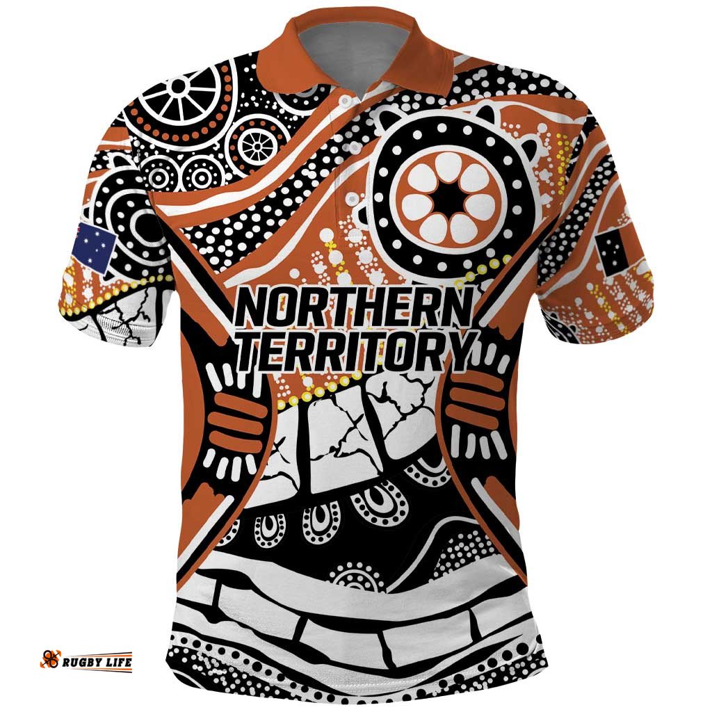 Australian Northern Territory Polo Shirt Aboriginal with Sturt's Desert Rose LT9
