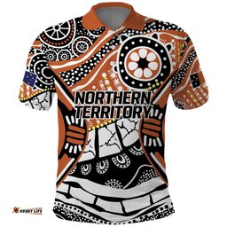 Australian Northern Territory Polo Shirt Aboriginal with Sturt's Desert Rose LT9