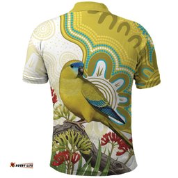 Australia Rock Parrot Polo Shirt Kangaroo Paws Indigenous Art LT14