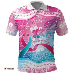 Australia Hereditary Cancer Awareness Polo Shirt Never Give Up LT05