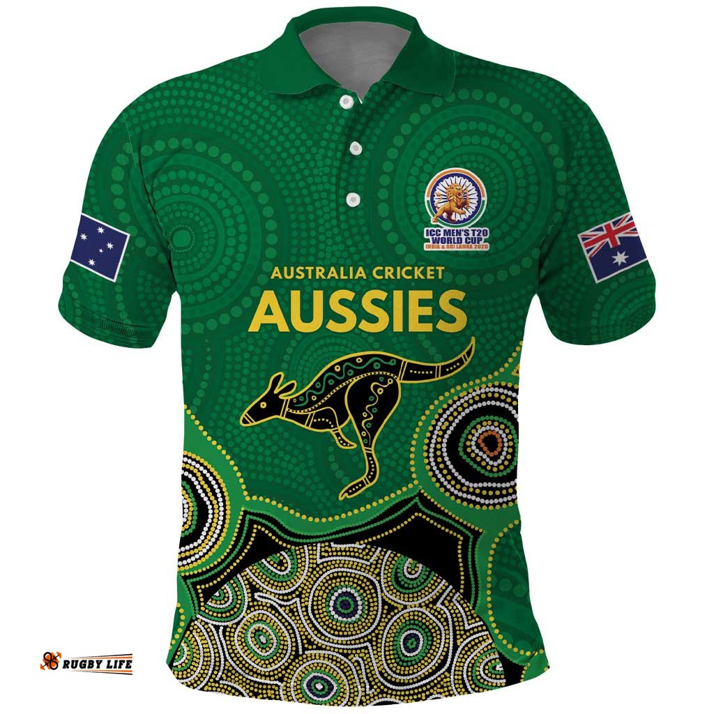 Custom Australia Cricket Spirit 2026 Polo Shirt World T20 Edition - Green Aboriginal LT9