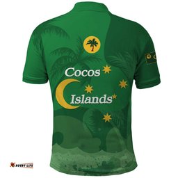 Australia Cocos Keeling Islands Polo Shirt Southern Cross Palm Tree Pattern LT14