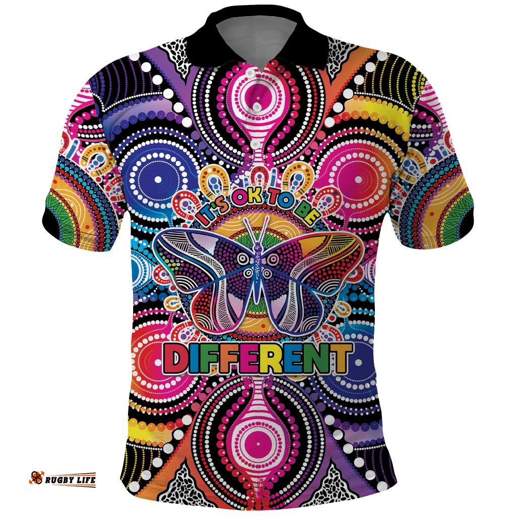 Australia Indigenous Autism Awareness Polo Shirt Its Okay To Be Different LT05