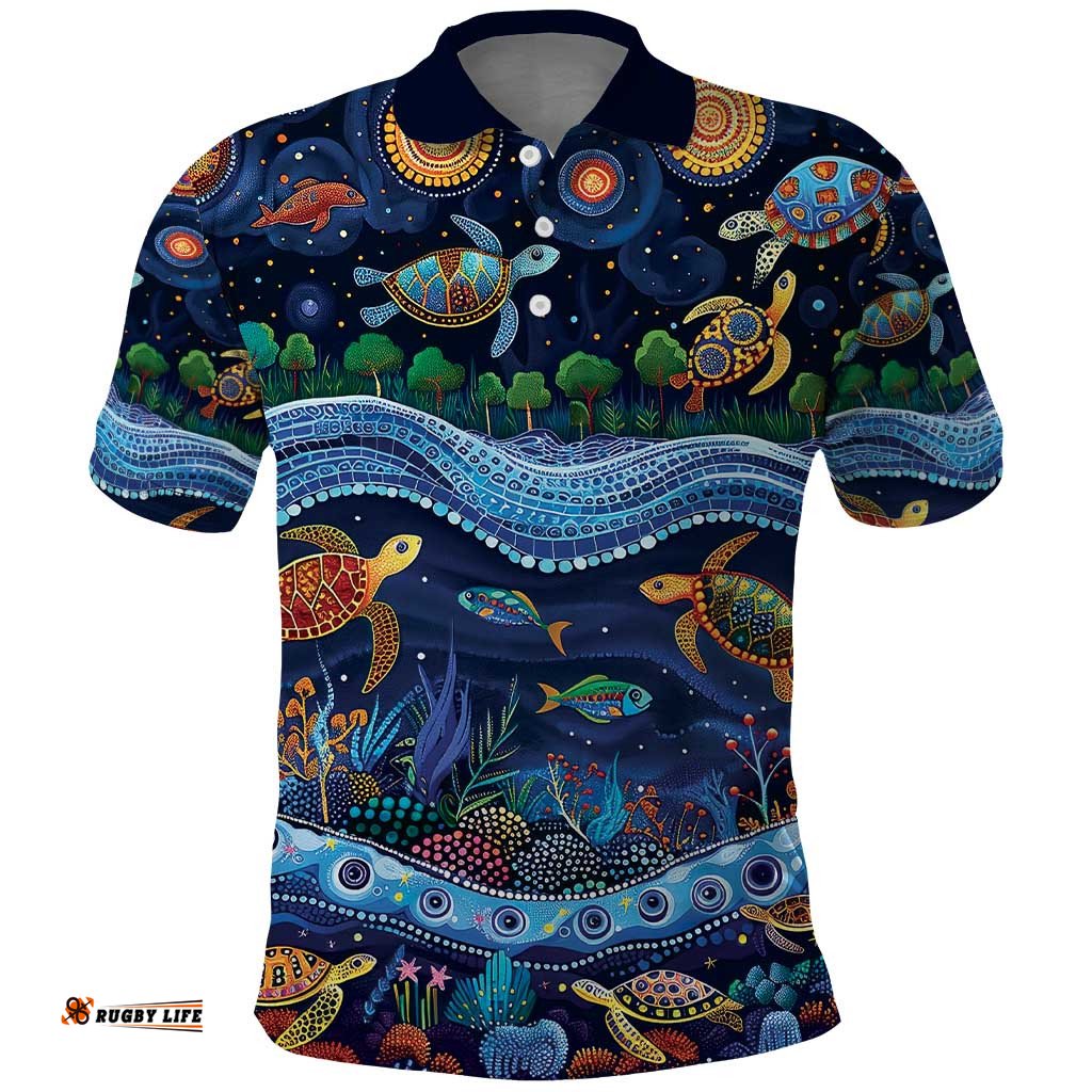 Australian Landscapes Polo Shirt Aboriginal Dreamtime Story LT9